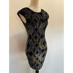 Topshop Black Mini Dress with Gold Fern Design